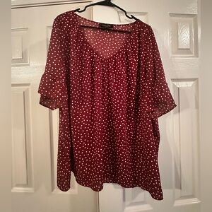 Suzanne Betro maroon & white polka dots